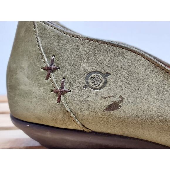 Born Womens | Green | Leather Round Toe Floral Ballet Flat Size 8.5 - Picture 7 of 12